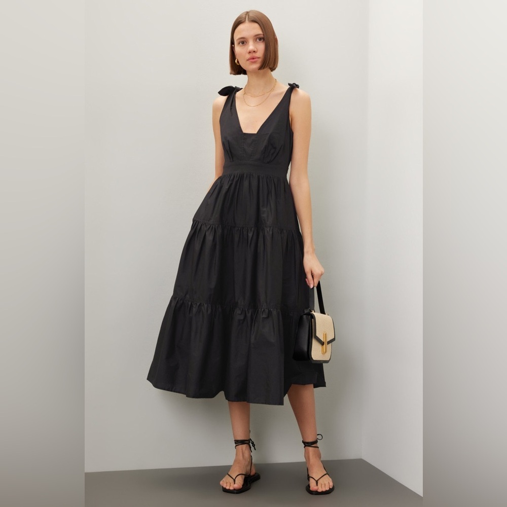 Derek Lam Tie Shoulder Tiered Dress
